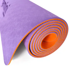 Килимок для фітнесу та йоги Sport TPE+TC 6 мм - фіолетово-помаранчевий