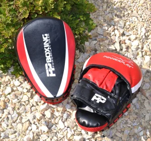 Лапи боксерські PowerPlay 3050 чорно червоні PU [пара]