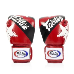 Боксерські рукавиці Fairtex BGV1 Nation Print Red 14 унцій (бинти в комплекті)