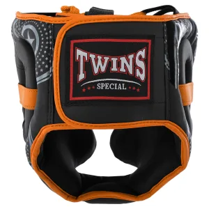Шолом боксерський з повним захистом PVC TWN Чорно-Помаранчевий XL