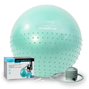 М'яч для фітнесу фітбол напівмасажний PowerPlay 4003 Ø65 cm Gymball Зелений + помпа