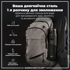 Пляшка для води ION8 1000 мл. (ЕКО пляшка) BPA Free, Black
