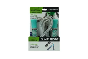 Скакалка PowerPlay 4206 Jump Rope PRO+ сіро-м'ятна (2,75m.)