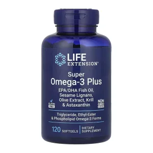 Super Omega-3 Plus EPA/DHA Fish Oil, Sesame Lignans, Olive Extract, Krill & Astaxanthin - 120 софтгель