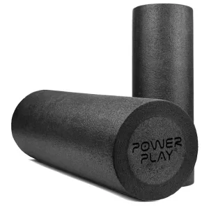 Масажний ролик (роллер) гладкий PowerPlay 4021 Fitness Roller Чорний 30x15 см