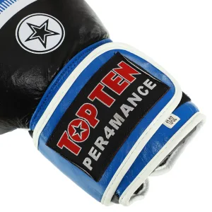 Рукавички боксерські шкіряні TT PERFORMANCE 10-14 унцій чорно-синій 10