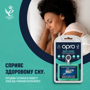 Нічна капа від бруксизму від скреготу зубами OPRO доросла вік 11+ Clear art.869002