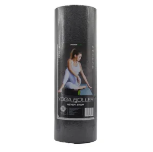 Масажний ролик роллер гладкий PowerPlay 4021 Fitness Roller Чорно зелений 45x15 см.