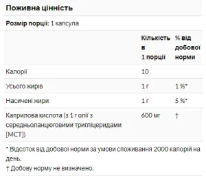 Caprylic Acid 600 мг - 100 софтгель
