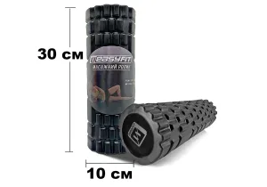 Масажний ролер EasyFit Solid Grid Roller Mini 30 см чорний