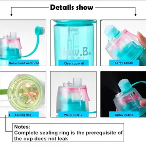 Пляшка для води NewB 600 мл з розпилювачем (спрей), спортивна фіолетовий