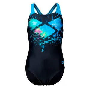 Цельный купальник для плавания Arena Multi Pixels Swimsuit Swim Pro 128 см чёрно-синий