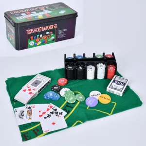 Набір для покеру в металевій коробці 200 фішок