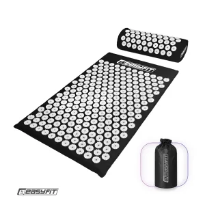 Масажний килимок EasyFit з подушкою (аплікатор Кузнєцова) + чохол Чорний з білим