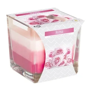 Ароматична свічка у стакані із триколірним наповненням троянда SNK80 78