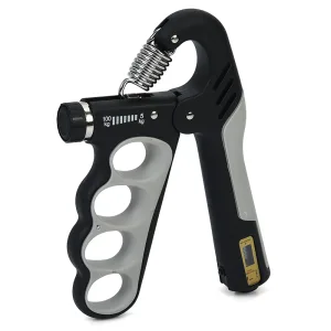 Еспандер кистьовий пружинний з електронним лічильником та регульованим навантаженням 5-100 кг сірий