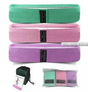 Гумки для фітнесу набір тканинні 3 шт LOOP BANDS (+ фіолетовий)