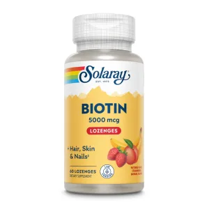 Biotin 5000 мкг - 60 пастилок природний персик, полуниця, банан універсальний