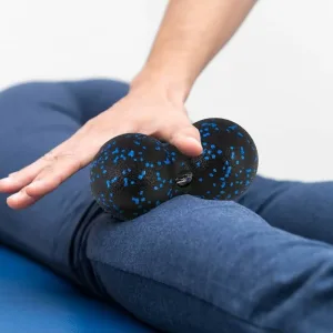 Масажний м'яч подвійний PowerPlay PP-4353 Epp foam Арахіс ball d12*24 cm. Чорно/Блакитний