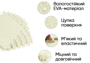 Татамі мат EasyFit 8 шт (30х30х1 см) хвіст ластівки білий