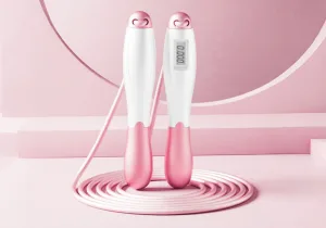 Швидкісна скакалка з лічильником EasyFit білий-рожевий