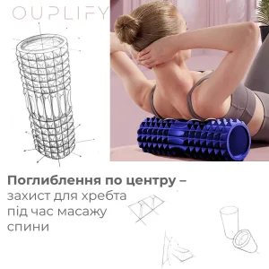 Масажний ролик (роллер) PowerPlay 4406 EVA Massage Roller синій 45x12 см