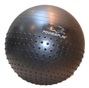 М'яч для фітнесу (фітбол) напівмасажний PowerPlay 4003 Ø75 cm Gymball Темно-сірий + помпа