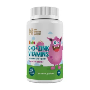 Kids C+D+Zink Vitamins - 60 желейних льодяників, tutti-frutti