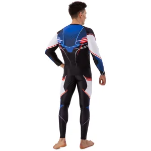 Компрессионный костюм мужской рашгард лонгслив и штаны Domino чёрный-белый-красный-синий TC210-KC210-6 - XXL