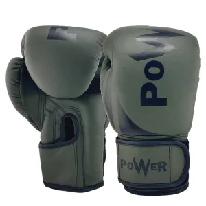 Рукавички боксерські Power 14 унцій - 14 унці - чорний-Хакі