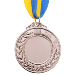 Заготовка медалі зі стрічкою срібро 6,5 см