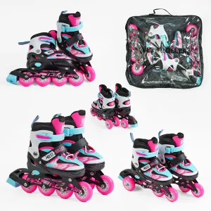 Ролики Best Roller розмір 34-37 чорно-бірюзово-рожевий 71422-М