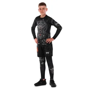 Костюм компресійний дитячий рашгард лонгслів штани та шорти VNM UFC FIGHT WEEK 2XS-L, чорний-сірий 9541B-9641B-V5032 XS