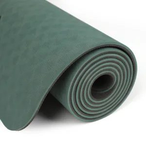 Килимок для фітнесу та йоги Sport TPE+TC 6 мм - Темно-Зелений-Чорний