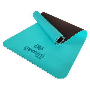 Килимок для фітнесу та йоги Sport TPE+TC 6 мм - М'ятно-Чорний