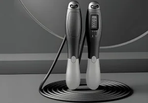 Швидкісна скакалка з лічильником EasyFit чорний-сірий