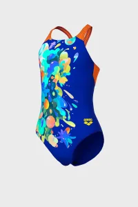 Arena PAINTING SWIMSUIT V BACK children's one-piece swimsuit blue with color print 140 cm