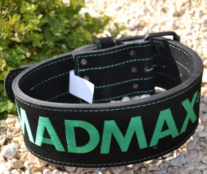 Пояс для важкої атлетики MadMax MFB-301 Suede Single Prong шкіряний Black/Green L