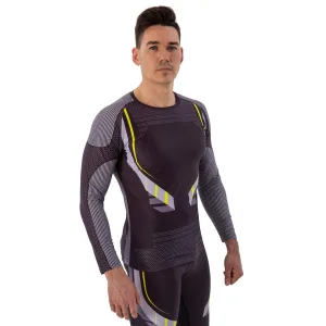 Костюм компрессионный мужской рашгард лонгслив и штаны Domino чёрный-белый TC210-KC210-17 - XL