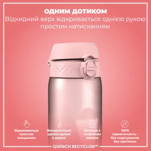 ION8 Water Bottle 1000 ml. BPA Free, Times to Drink, (ECO Bottle) BPA Free, Periwinkle & Rose
