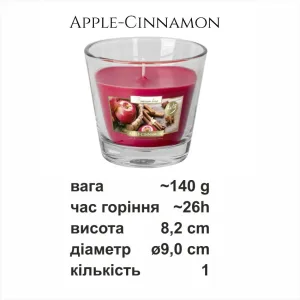 Свічка в скляному стакані Bispol яблуко-кориця SN 90-87