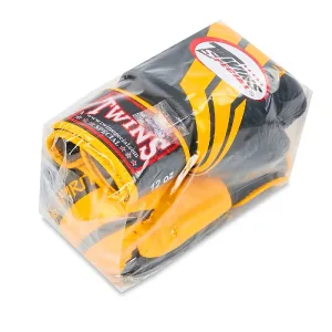 Рукавички боксерські шкіряні TWINS FBGVL3-43 10 унцій чорний-жовтий (Оригінал)