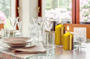 Свічка столова циліндр Bispol sw60/100 213 золотий металік