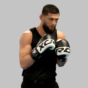 Рукавички боксерські рукавиці RDX F4 Boxing Sparring Hook&Loop WHITE/BLACK 14 унцій (капа у комплекті)