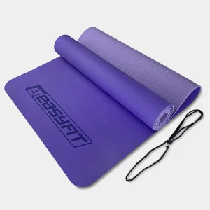 Килимок для йоги та фітнесу EasyFit TPE+TC 6 мм двошаровий бузковий св.бузковий