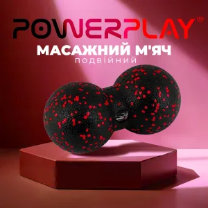Масажний м'яч подвійний PowerPlay PP-4352 Epp foam peanut ball (d8*16cm.) чорно/червоний