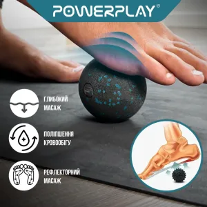 Масажний м'яч PowerPlay PP-4350 Epp Massage Ball d8 Чорно/Блакитний