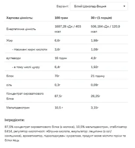 Whey Protein - 2,27 кг білий шоколад з вишнею