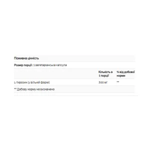 L-Tyrosine 500 мг - 100 капсул