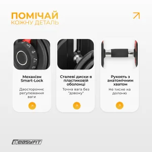 Гантель набірна EasyFit 1,5–16 кг